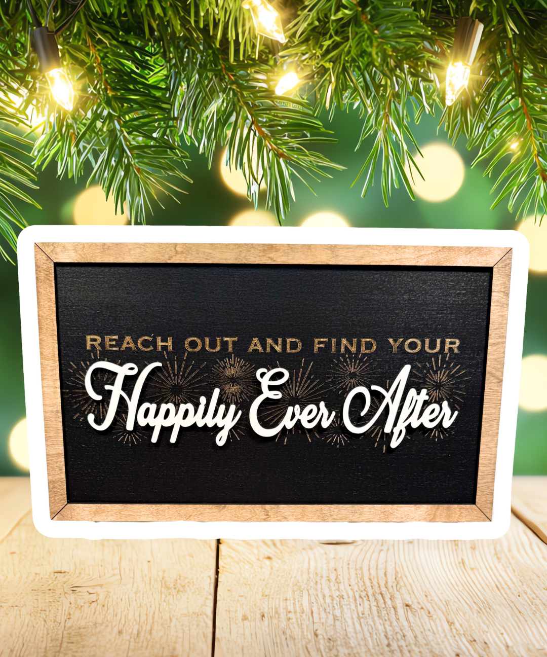 Happily Ever After | Castle & Fireworks Vertical Framed Sign - Handmade by JRW Design Co.