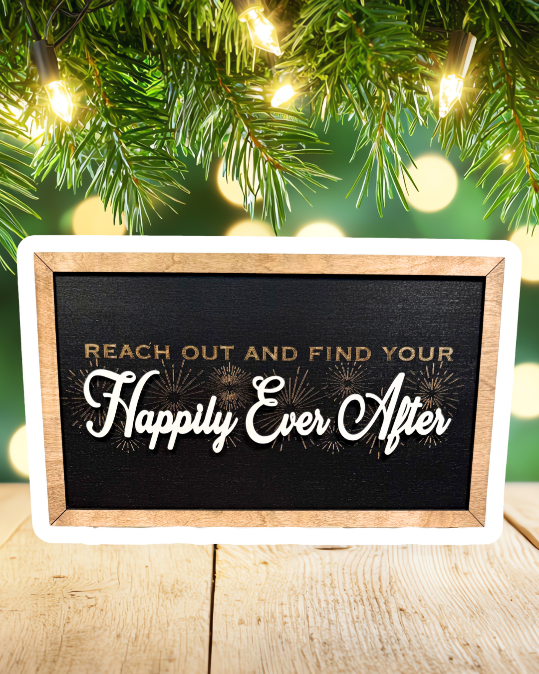Happily Ever After | Castle & Fireworks Vertical Framed Sign - Handmade by JRW Design Co.