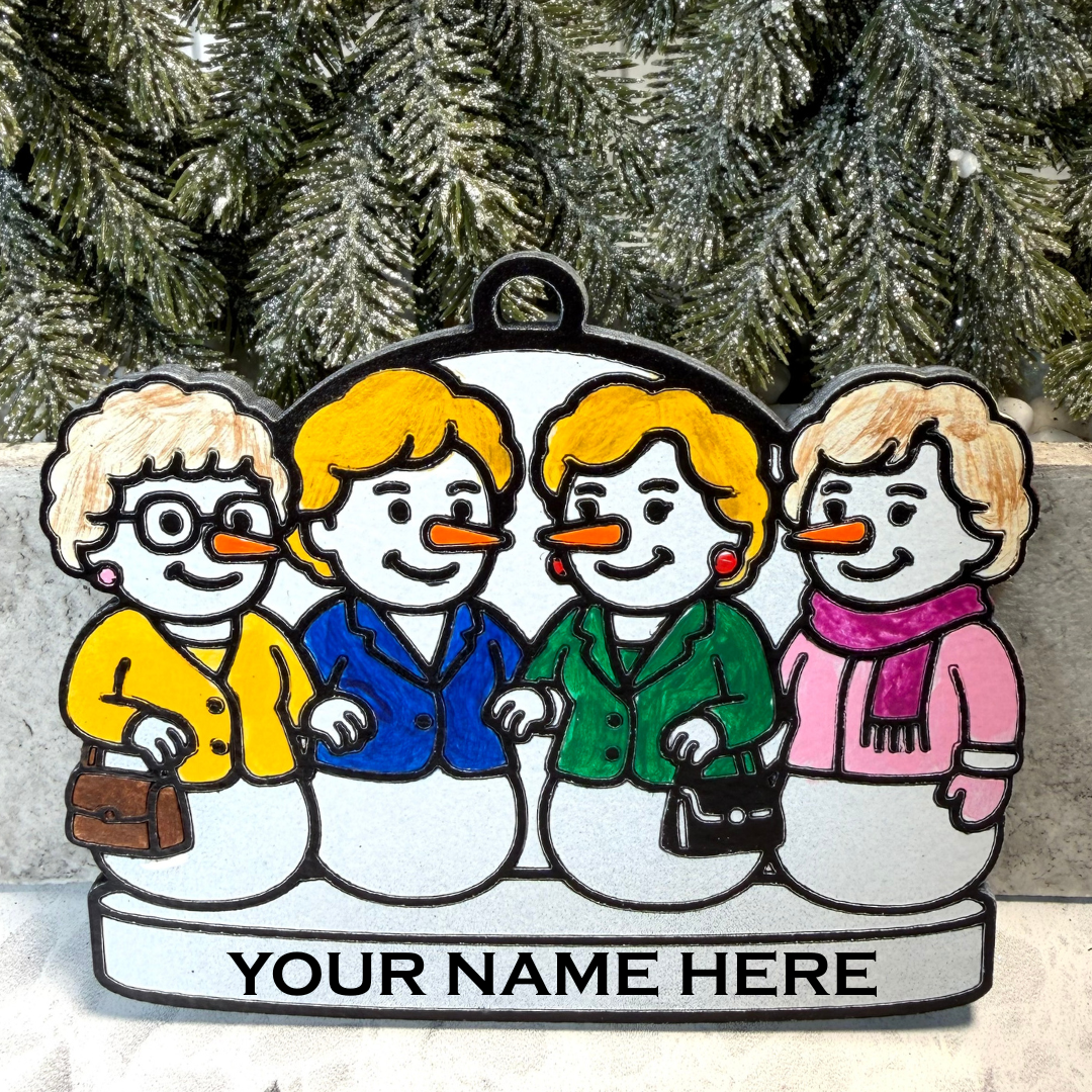 Iconic Golden Friends Snowman Ornament—Personalize