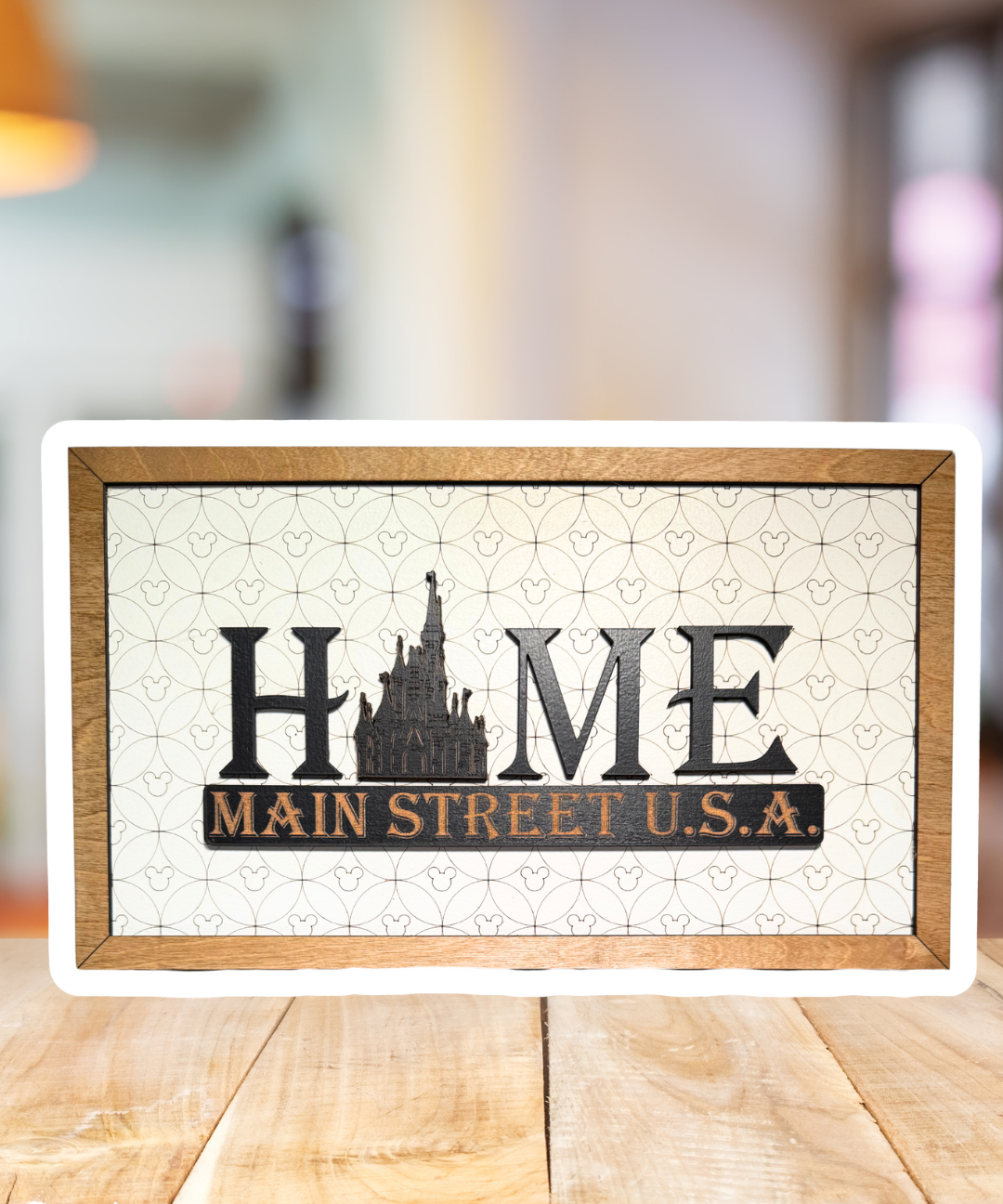 HOME Main Street U.S.A. | Sleeping Beauty Castle Light Background Framed Sign - Handmade by JRW Design Co.