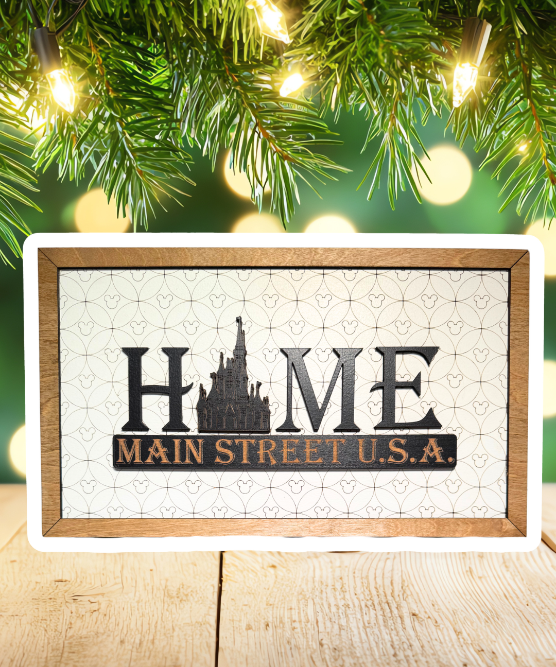 HOME Main Street U.S.A. | Sleeping Beauty Castle Light Background Framed Sign - Handmade by JRW Design Co.