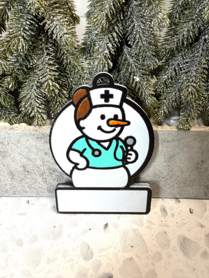 Enchanting Medical Professional Snowman Ornament—Customizable