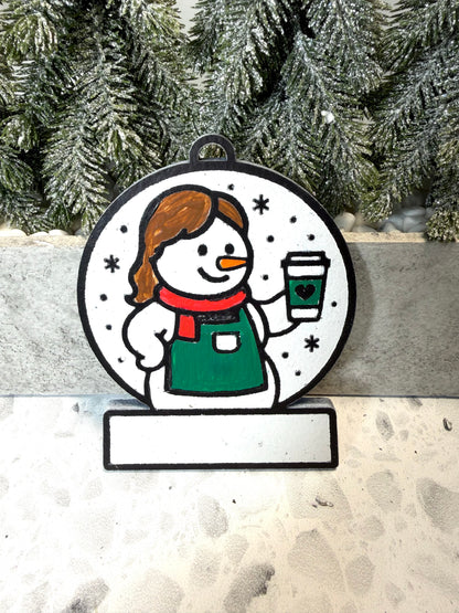 Magical Barista Snowman Ornament—Customizable