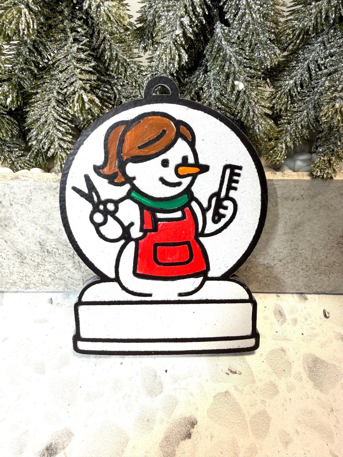 Enchanting Hairstylist Snowman Ornament—Customizable