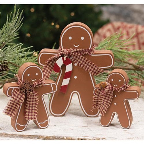 3/Set, Festive Wooden Gingerbread Sitters