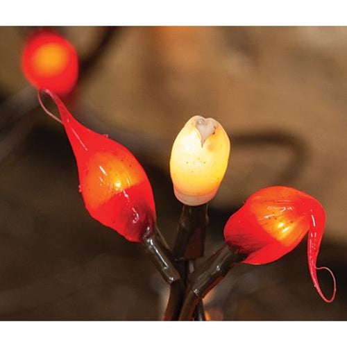 Red & Cream Silicone Teeny Lights 20ct