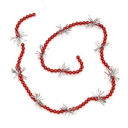 Red Bead & Tinsel Garland 43"L