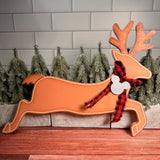 Magical Reindeer w/Buffalo Check Scarf Planter Stake Topper
