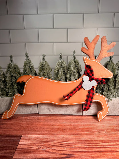 Magical Reindeer w/Buffalo Check Scarf Planter Stake Topper
