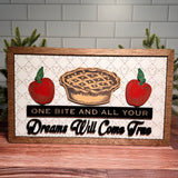 One Bite And All Your Dreams Will Come True | Apple Kitchen Framed Sign