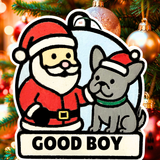 Santa and His Good Boy Bulldog Snowman Ornament—Personalize