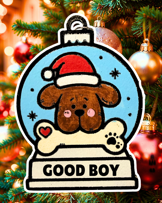 Enchanting Dog and Bone Snow Globe Ornament—Customizable