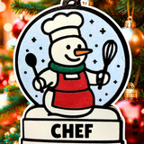 Magical Boy Chef Snowman Ornament—Customizable