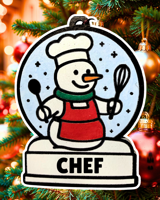 Magical Boy Chef Snowman Ornament—Customizable