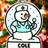 Enchanting Male Nurse Snowman Ornament—Customizable
