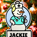 Enchanting Medical Professional Snowman Ornament—Customizable