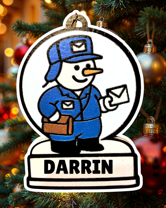 Enchanting Mailman Snowman Ornament—Customizable
