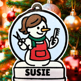 Enchanting Hairstylist Snowman Ornament—Customizable