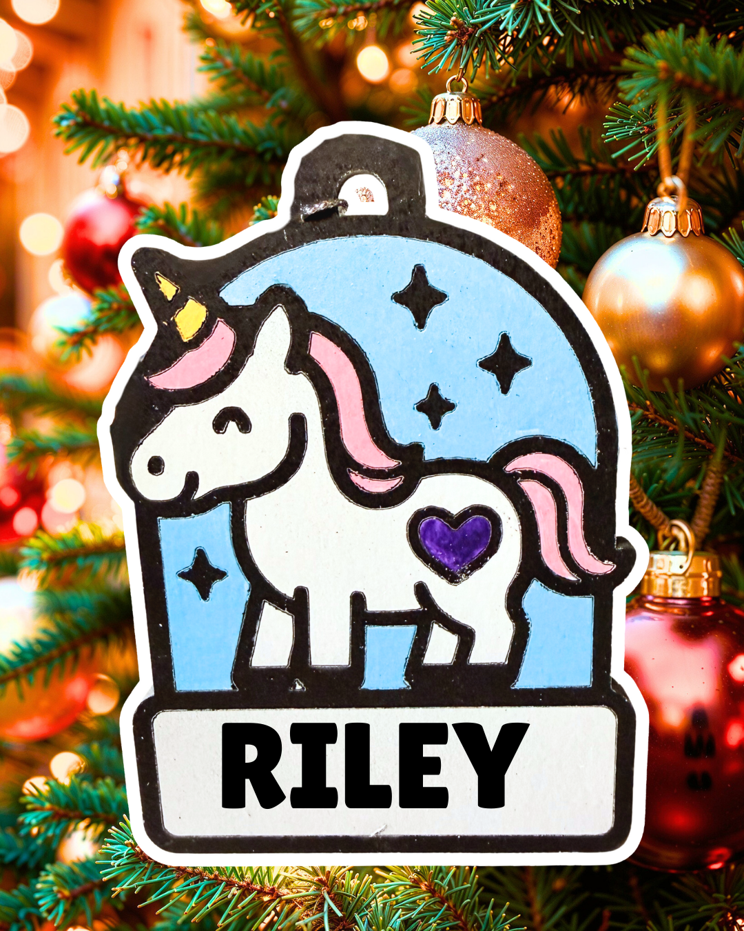 Enchanting Unicorn Snow Globe Ornament—Customizable