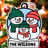 Custom Snowmen Family Ornament