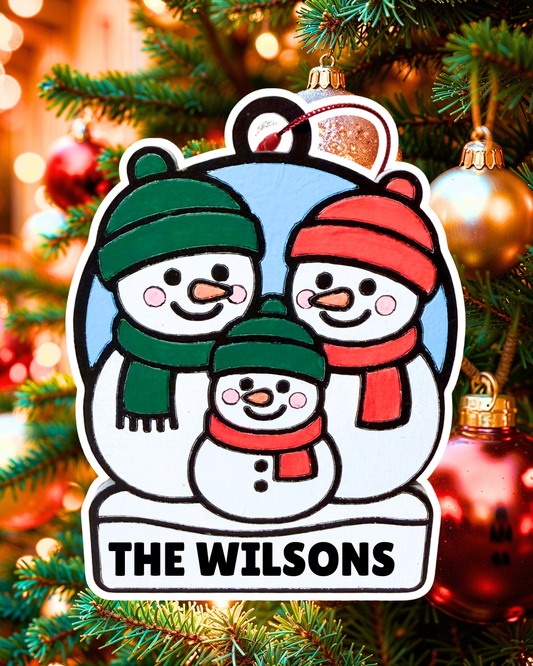 Custom Snowmen Family Ornament