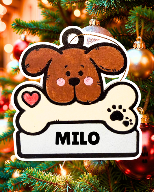 Enchanting Dog and Bone Ornament—Customizable