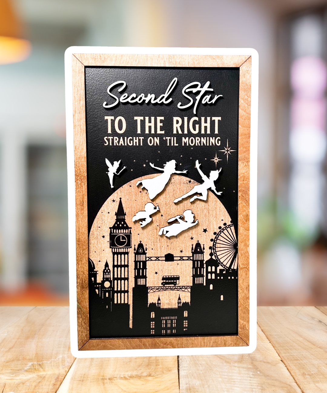 Second Star To The Right Straight On 'Til Morning | London Skyline Framed Sign - Handmade by JRW Design Co.