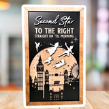 Second Star To The Right Straight On 'Til Morning | London Skyline Framed Sign - Handmade by JRW Design Co.