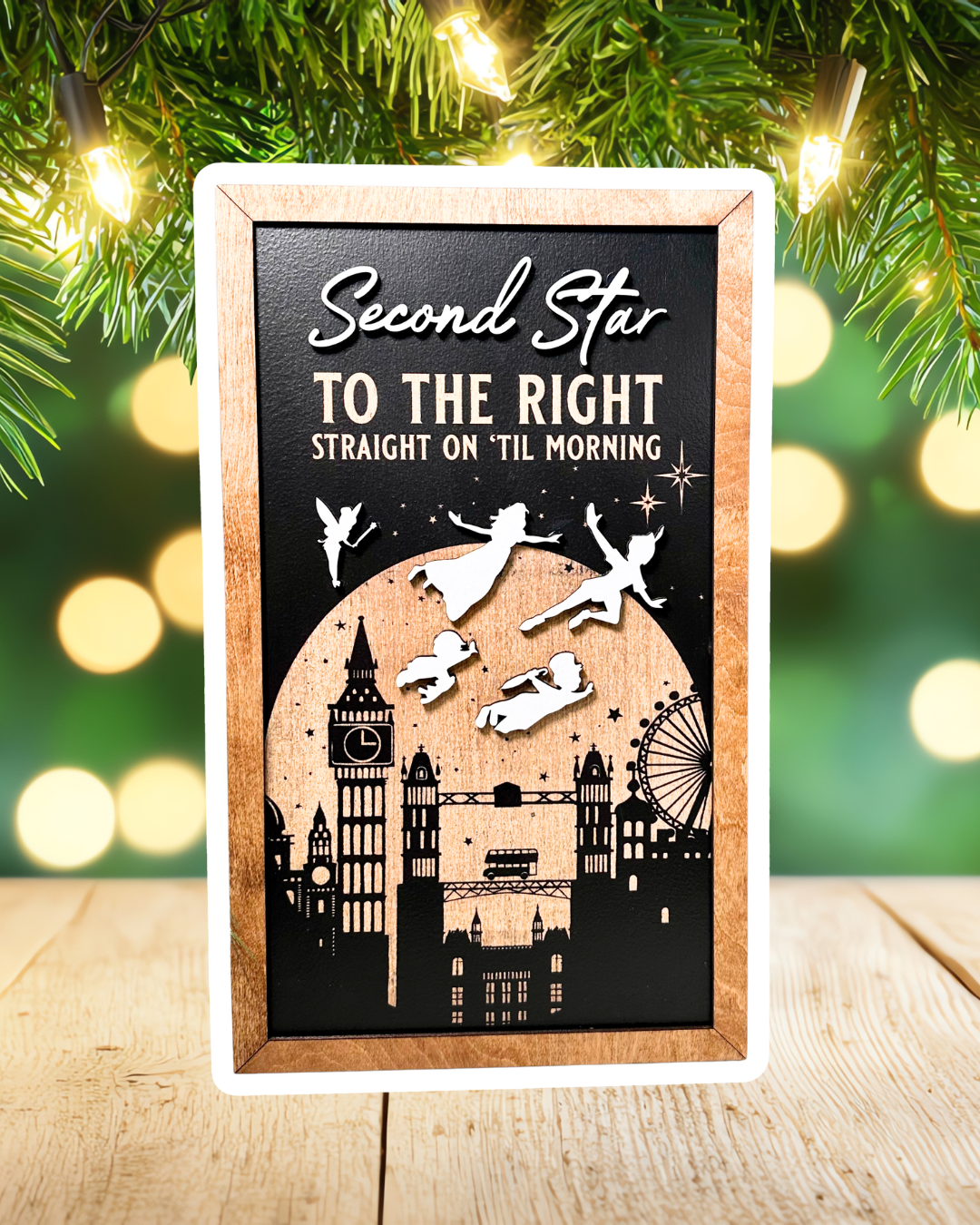 Second Star To The Right Straight On 'Til Morning | London Skyline Framed Sign - Handmade by JRW Design Co.