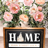 HOME Main Street U.S.A. | Black Background Framed Sign