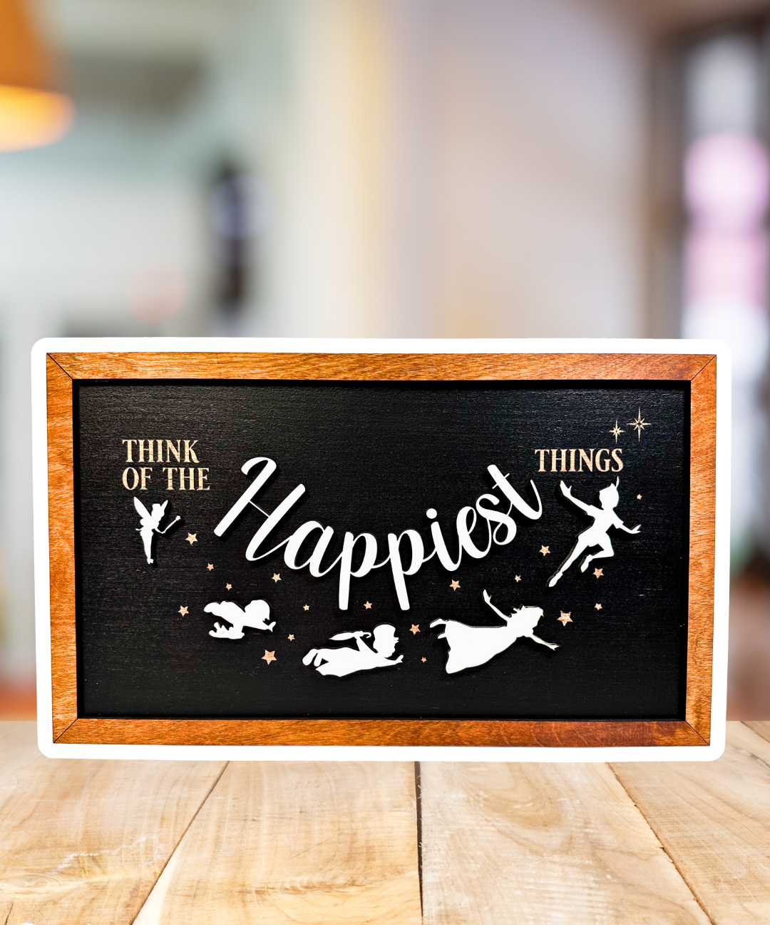 Think Of The Happiest Things | Flying To Neverland Framed Sign - Handmade by JRW Design Co.