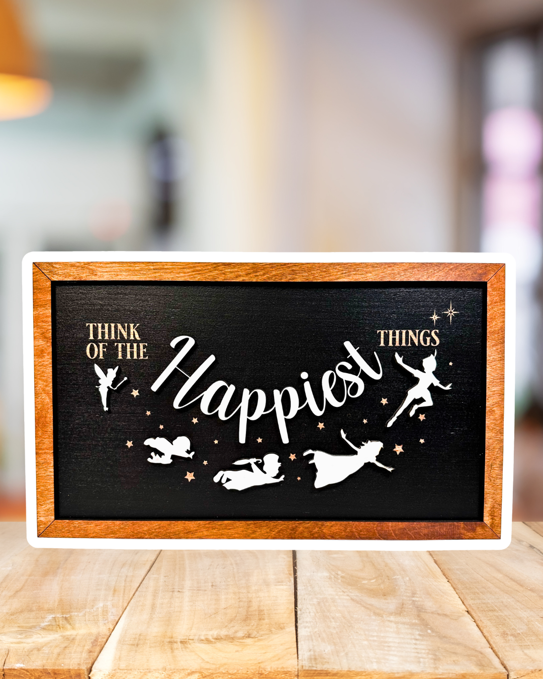 Think Of The Happiest Things | Flying To Neverland Framed Sign - Handmade by JRW Design Co.