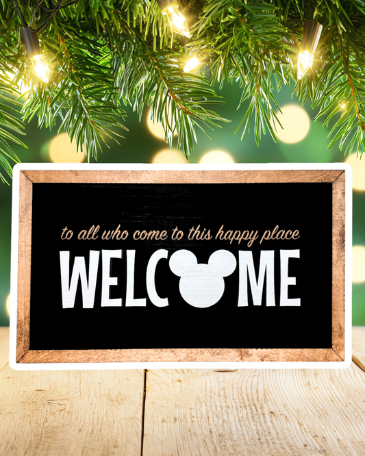 To All Who Come To This Happy Place Welcome Park-Inspired Framed Sign