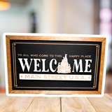 To All Who Come To This Happy Place | Castle Welcome Framed Sign - Handmade by JRW Design Co.