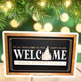 To All Who Come To This Happy Place | Castle Welcome Framed Sign - Handmade by JRW Design Co.