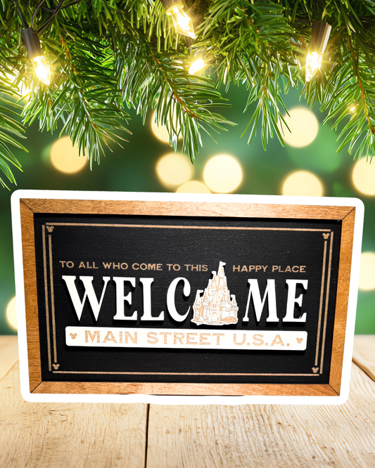 NEW Welcome Castle  Park-Inspired Framed Sign
