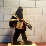 Rustic Wood Believe Bigfoot w/Scarf On Base - 12.75"H