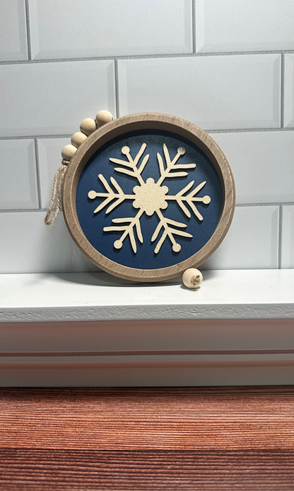 Snowflake Beaded Round Hanger, 2 Asstd.