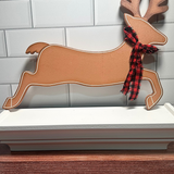 Magical Reindeer w/Buffalo Check Scarf Planter Stake Topper