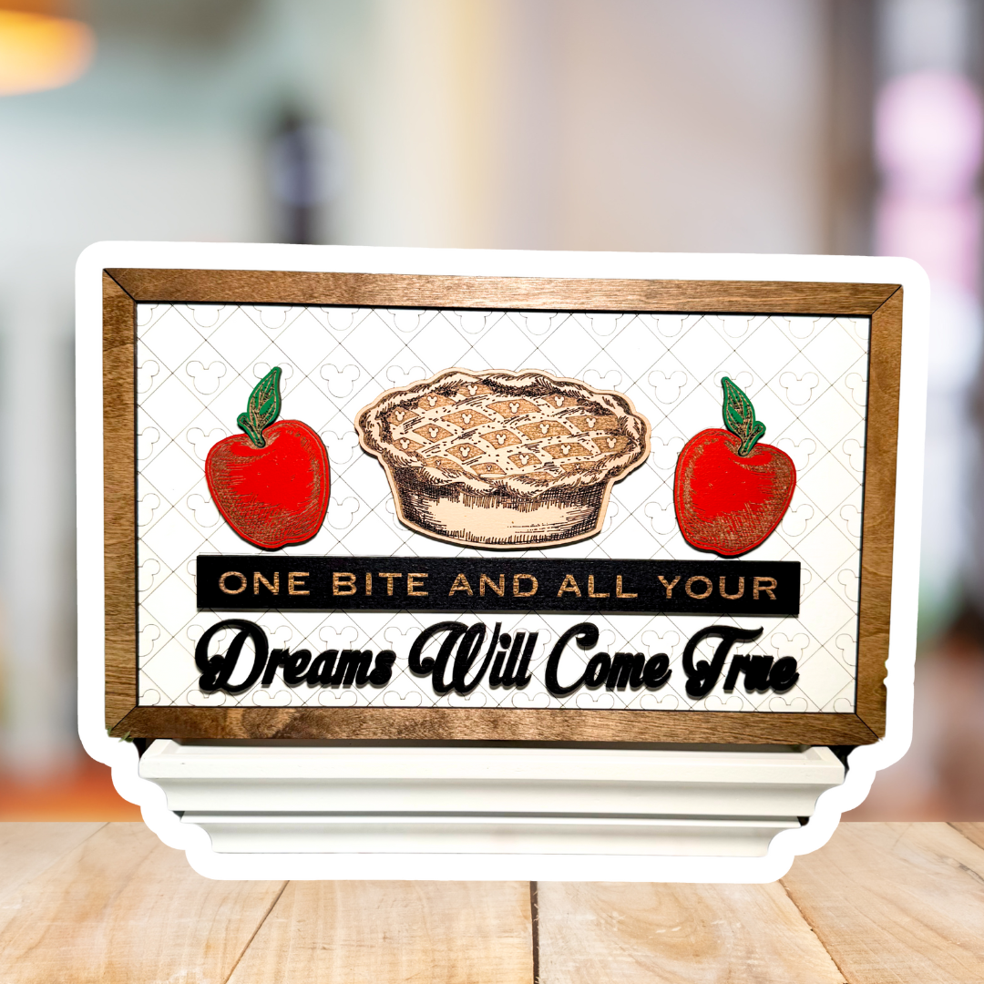 One Bite And All Your Dreams Will Come True | Apple Kitchen Framed Sign - Handmade by JRW Design Co.