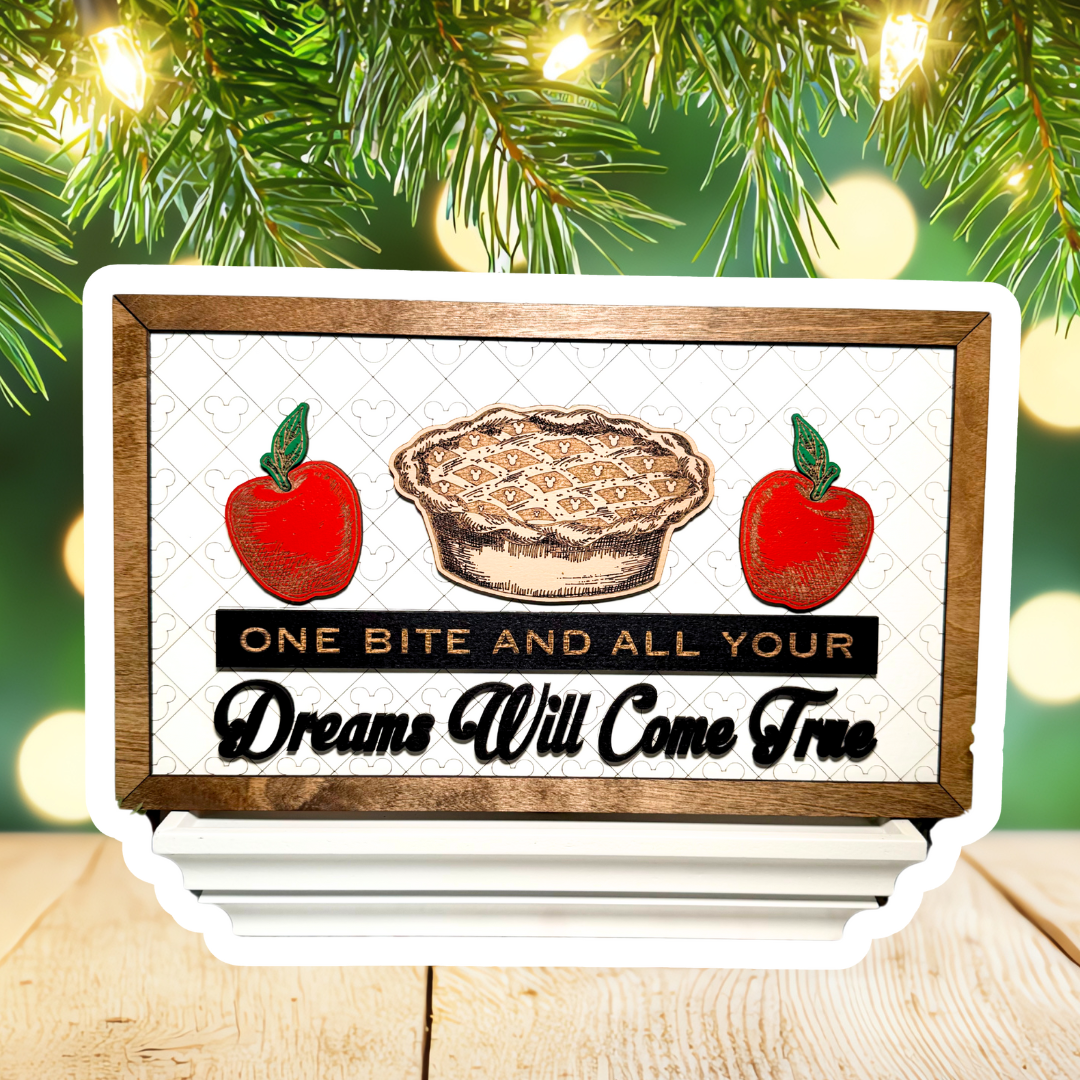 One Bite And All Your Dreams Will Come True | Apple Kitchen Framed Sign - Handmade by JRW Design Co.