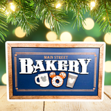 Main Street Bakery | Blue Background Framed Sign - Handmade by JRW Design Co.