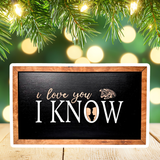 I Love You I Know | Galactic Romance Framed Sign - Handmade by JRW Design Co.