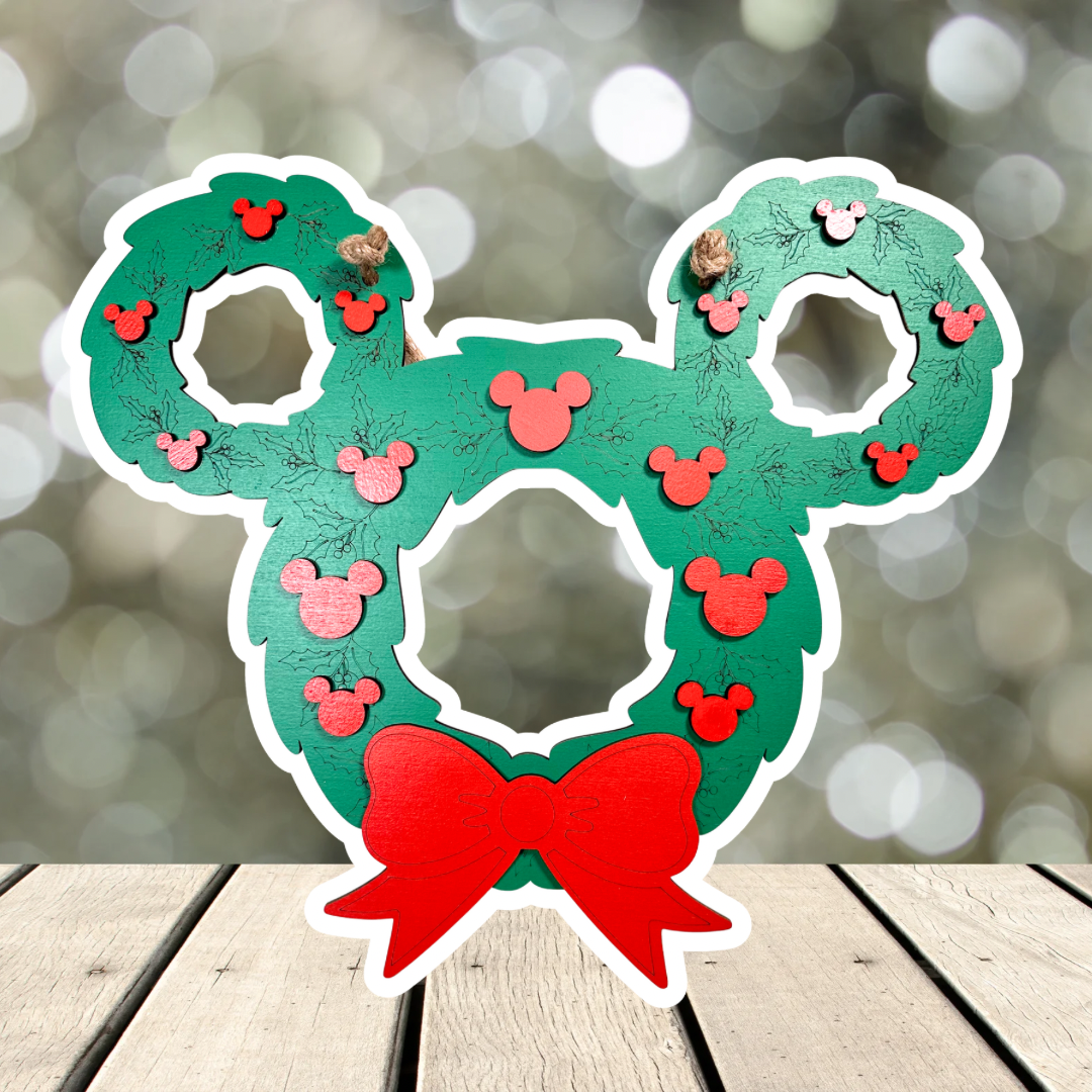 Large Christmas Wreath Wall Sign, front view