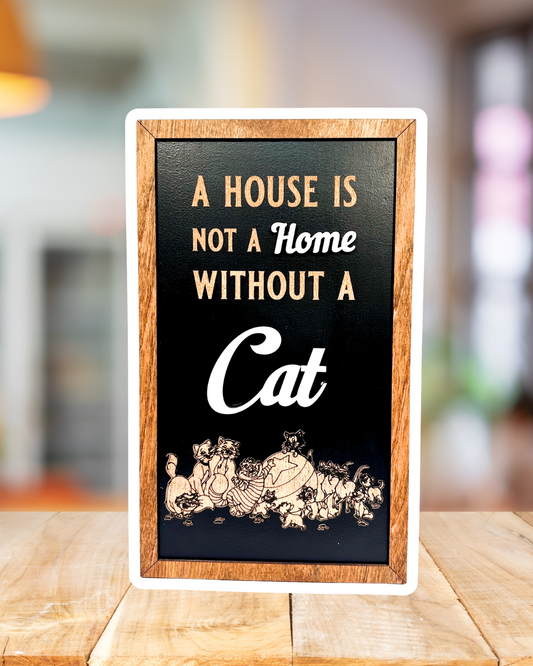 Cat Home Park-Inspired Framed Sign | Wooden Wall Art & Handmade Home Decor | 10.9in x 18.5in