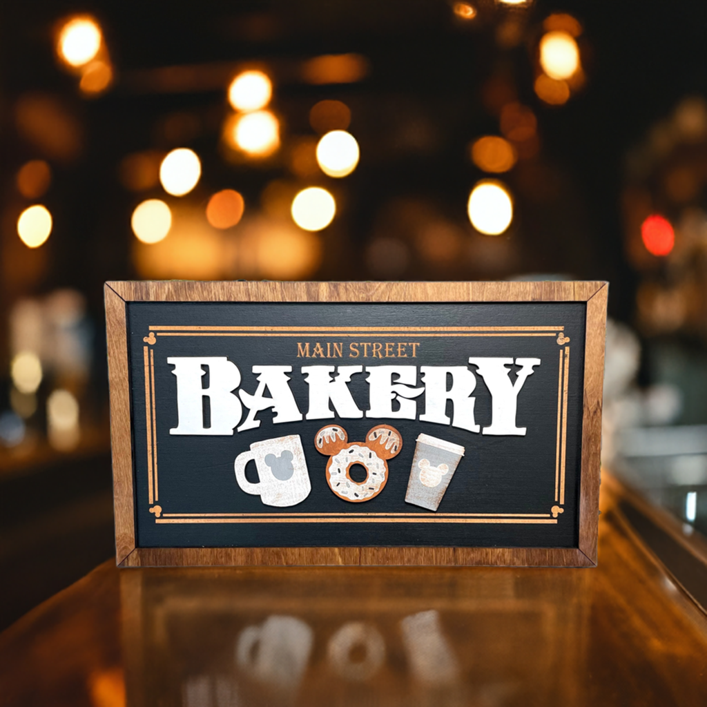 Main Street Bakery | Black & White Framed Sign - Handmade by JRW Design Co.
