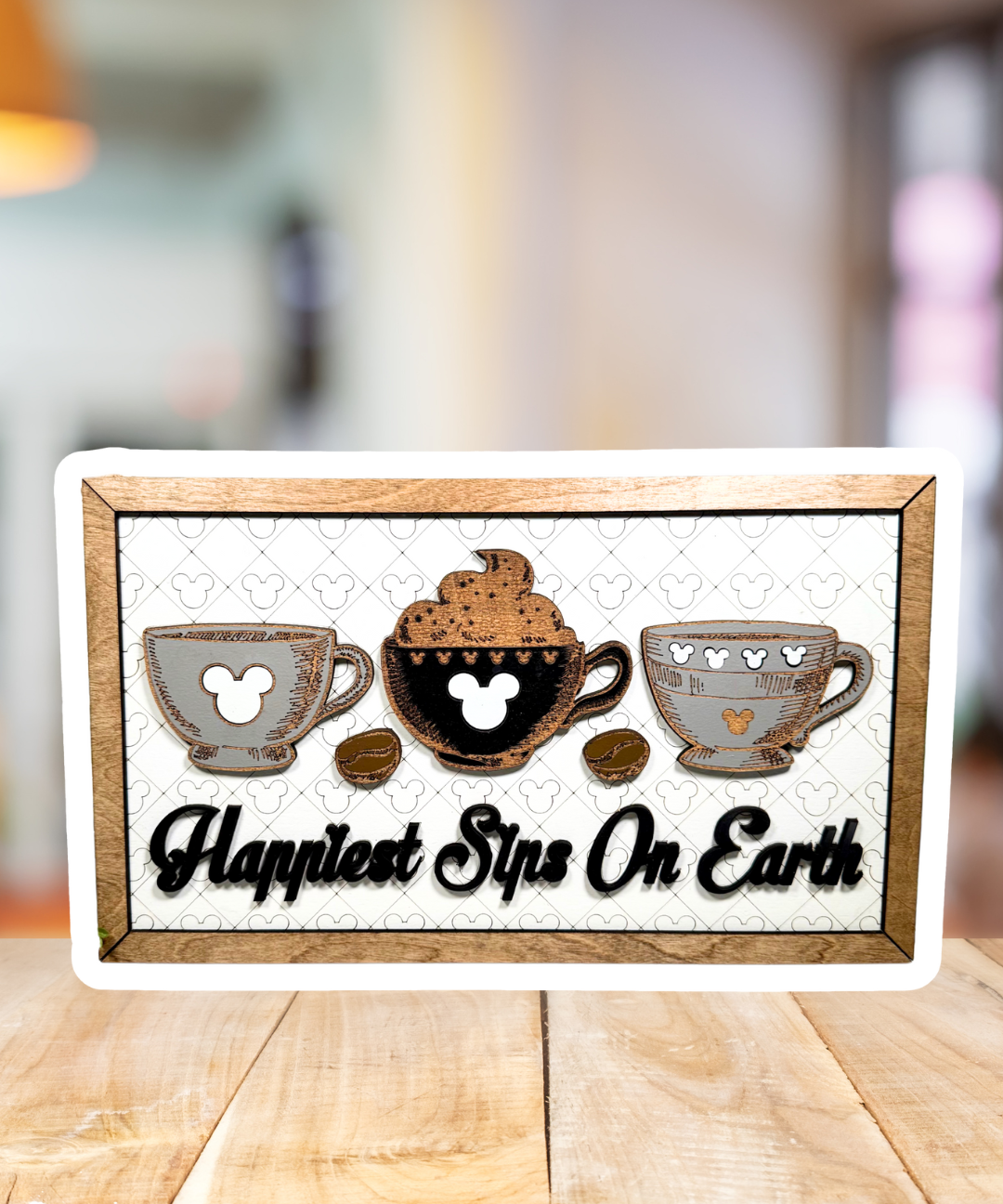 Happiest Sips On Earth | Coffee Cups Park-Inspired Framed Sign - Handmade by JRW Design Co.