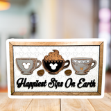 Happiest Sips On Earth | Coffee Cups Park-Inspired Framed Sign - Handmade by JRW Design Co.