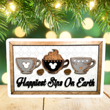 Happiest Sips On Earth | Coffee Cups Park-Inspired Framed Sign - Handmade by JRW Design Co.