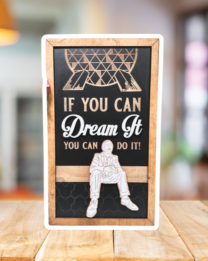 Dream It Park-Inspired Framed Sign | Wooden Wall Art & Handmade Home Decor | 10.9in x 18.5in